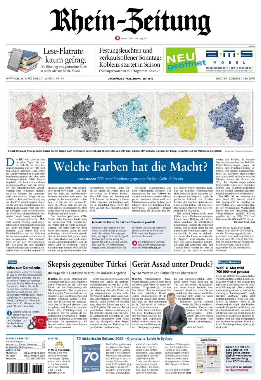 Rhein-Zeitung Koblenz & Region vom Mittwoch, 16.03.2016