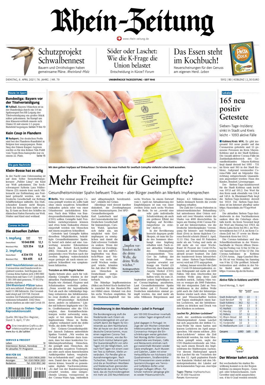 Rhein-Zeitung Koblenz & Region vom Dienstag, 06.04.2021