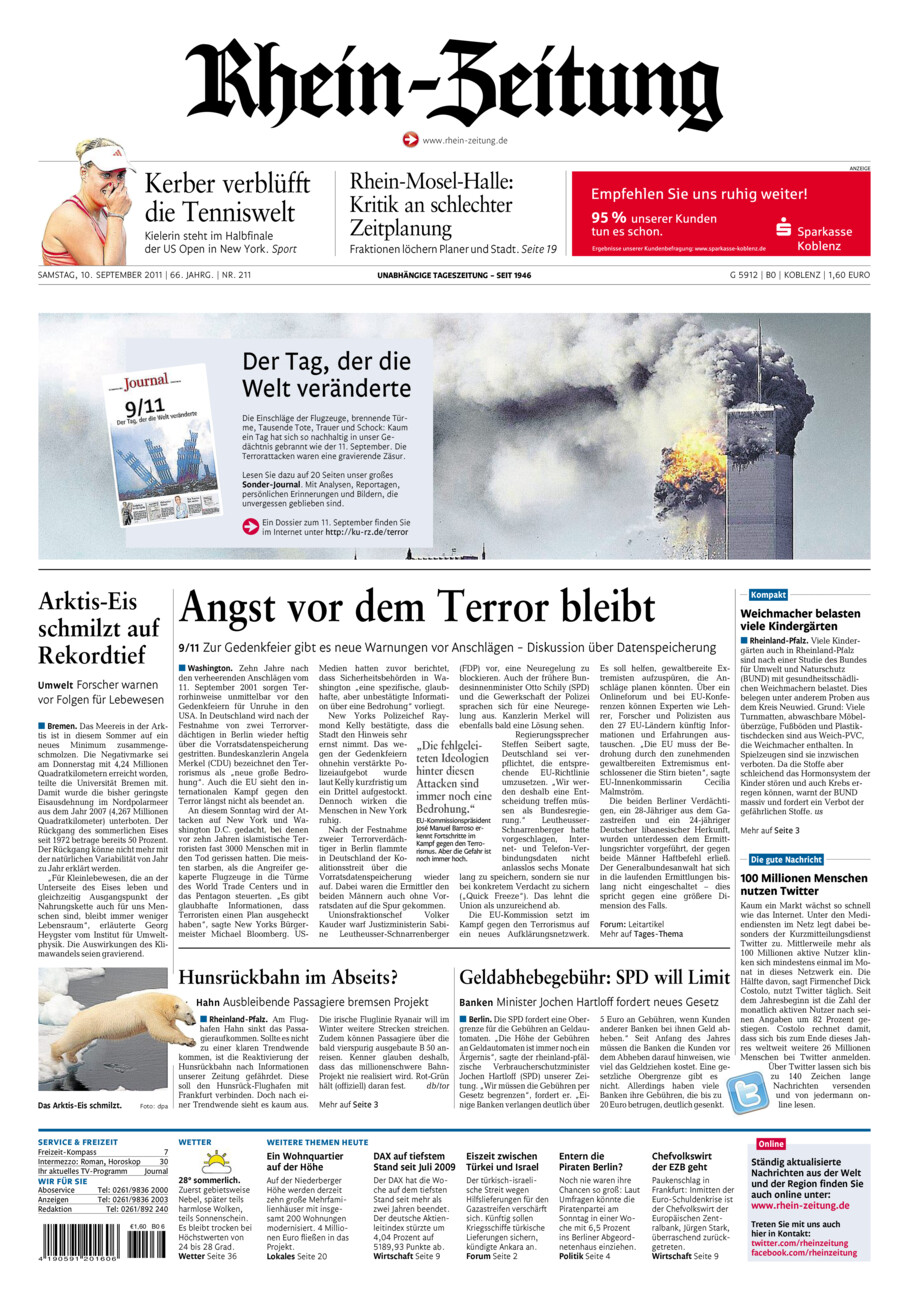 Rhein-Zeitung Koblenz & Region vom Samstag, 10.09.2011