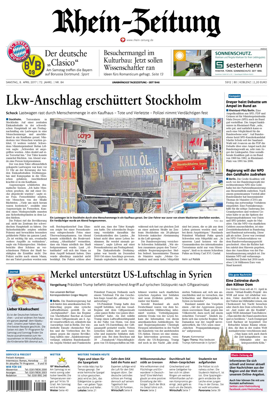 Rhein-Zeitung Koblenz & Region vom Samstag, 08.04.2017