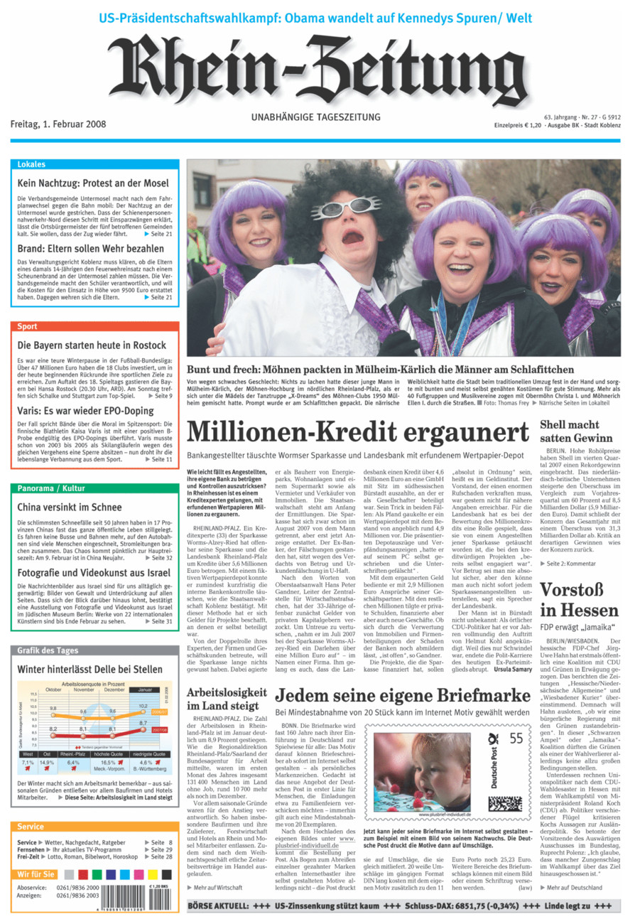 Rhein-Zeitung Koblenz & Region vom Freitag, 01.02.2008