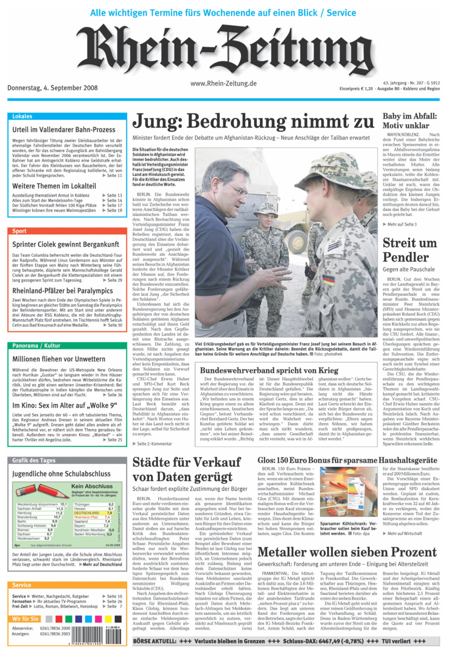 Rhein-Zeitung Koblenz & Region vom Donnerstag, 04.09.2008