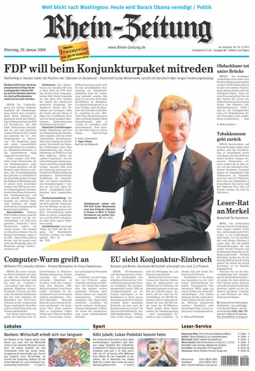 Rhein-Zeitung Koblenz & Region vom Dienstag, 20.01.2009