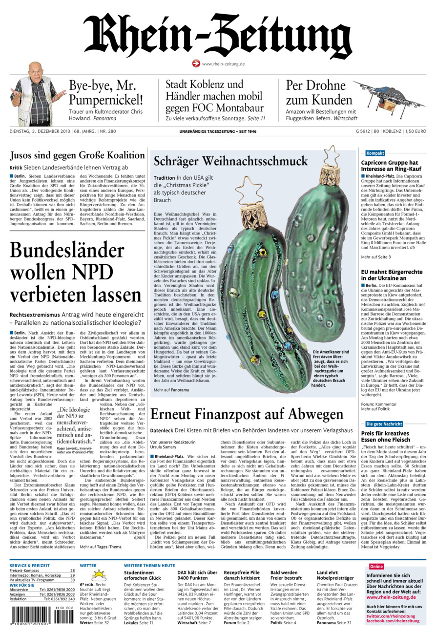 Rhein-Zeitung Koblenz & Region vom Dienstag, 03.12.2013