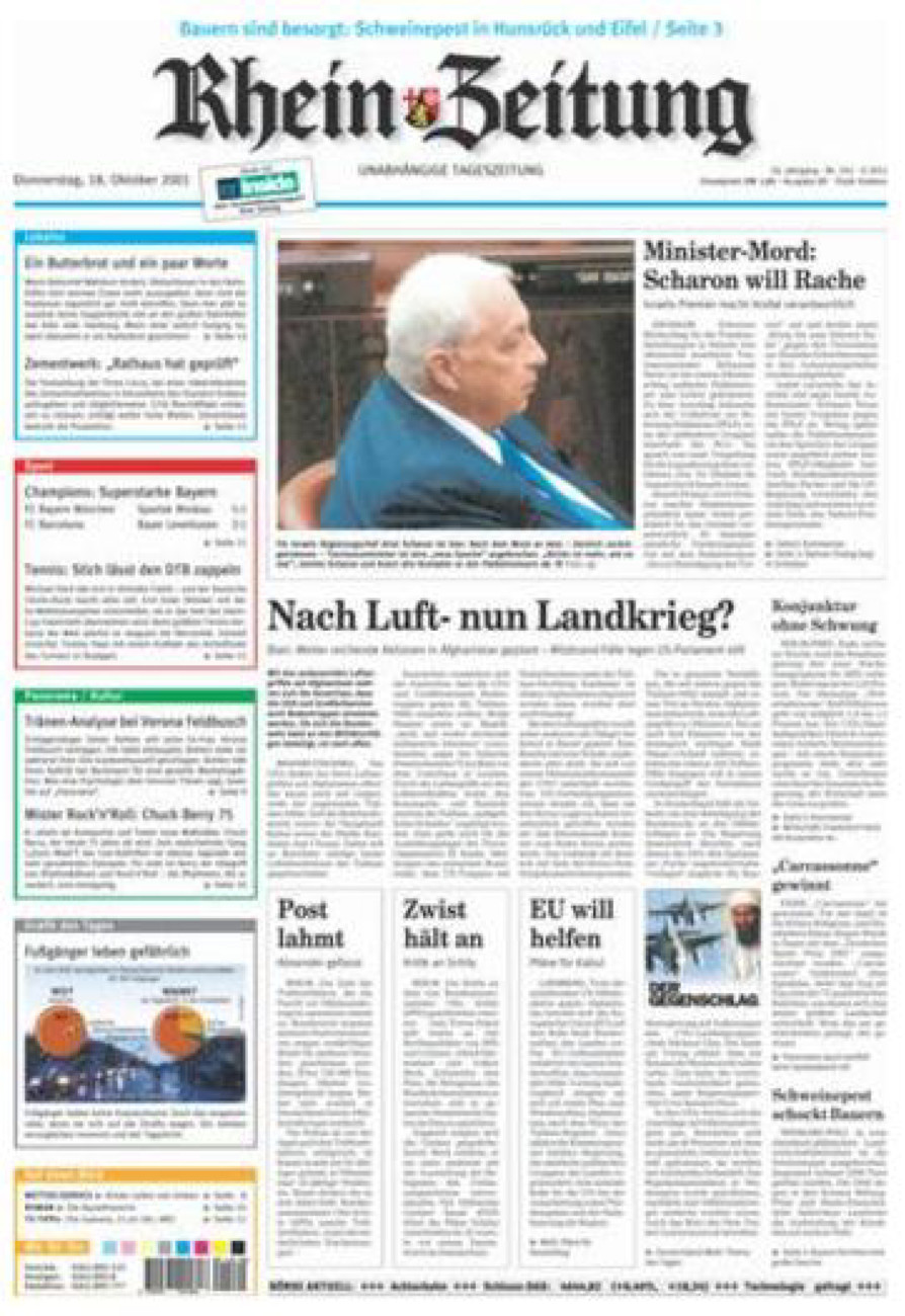 Rhein-Zeitung Koblenz & Region vom Donnerstag, 18.10.2001