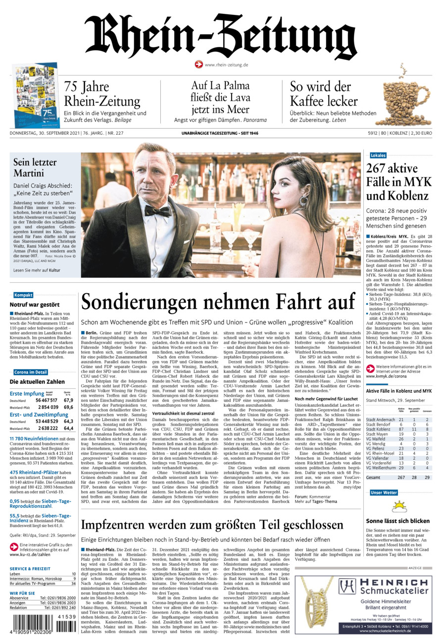 Rhein-Zeitung Koblenz & Region vom Donnerstag, 30.09.2021