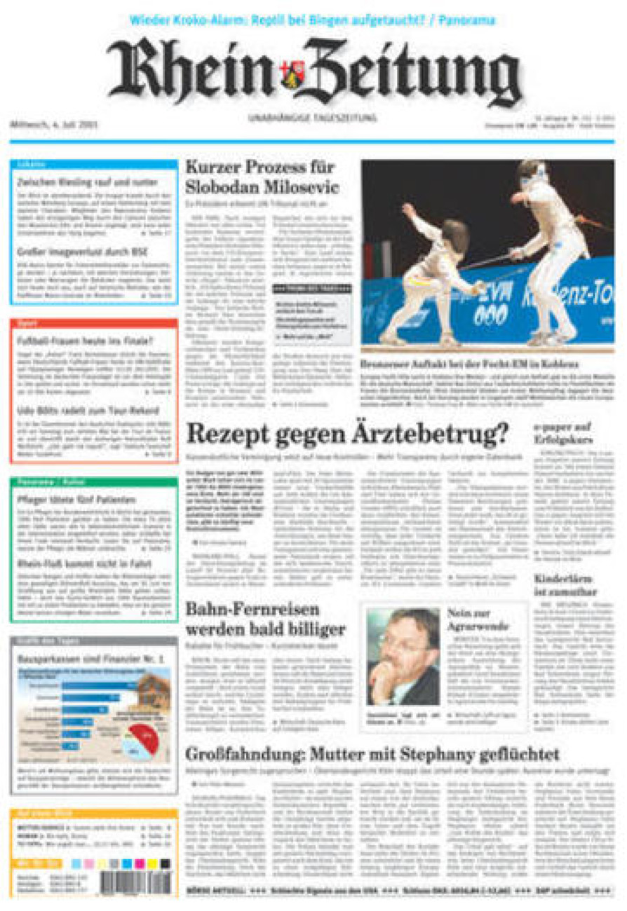 Rhein-Zeitung Koblenz & Region vom Mittwoch, 04.07.2001