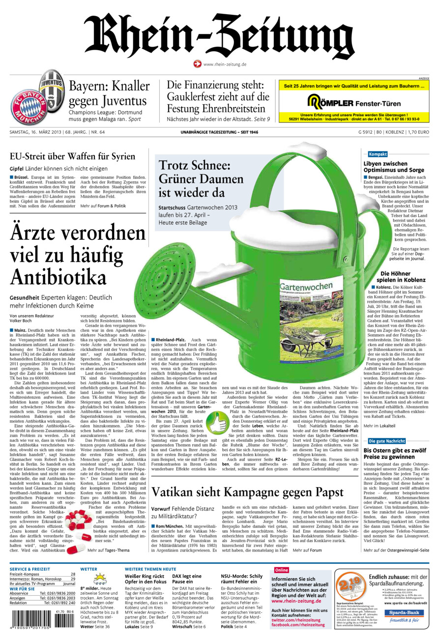 Rhein-Zeitung Koblenz & Region vom Samstag, 16.03.2013