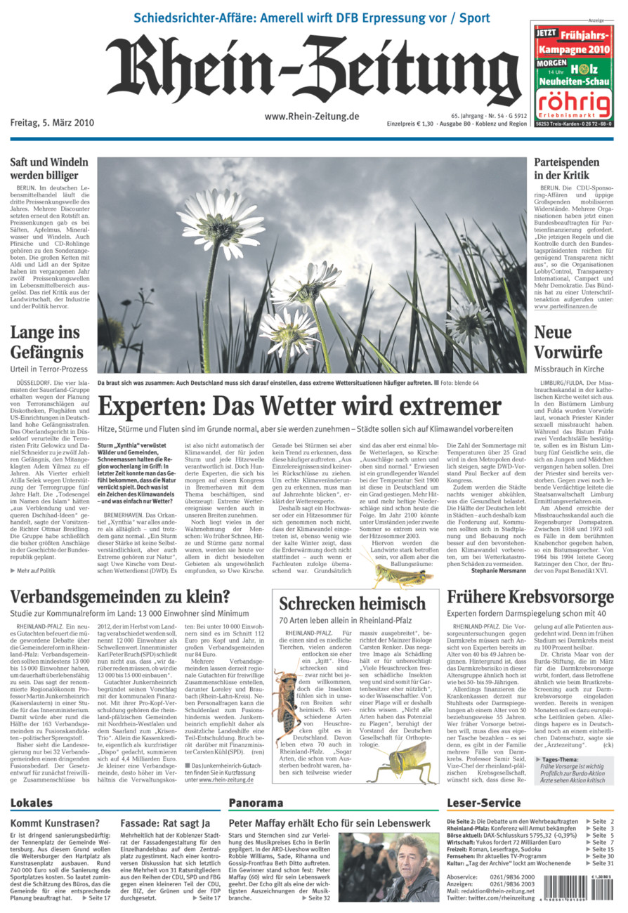 Rhein-Zeitung Koblenz & Region vom Freitag, 05.03.2010