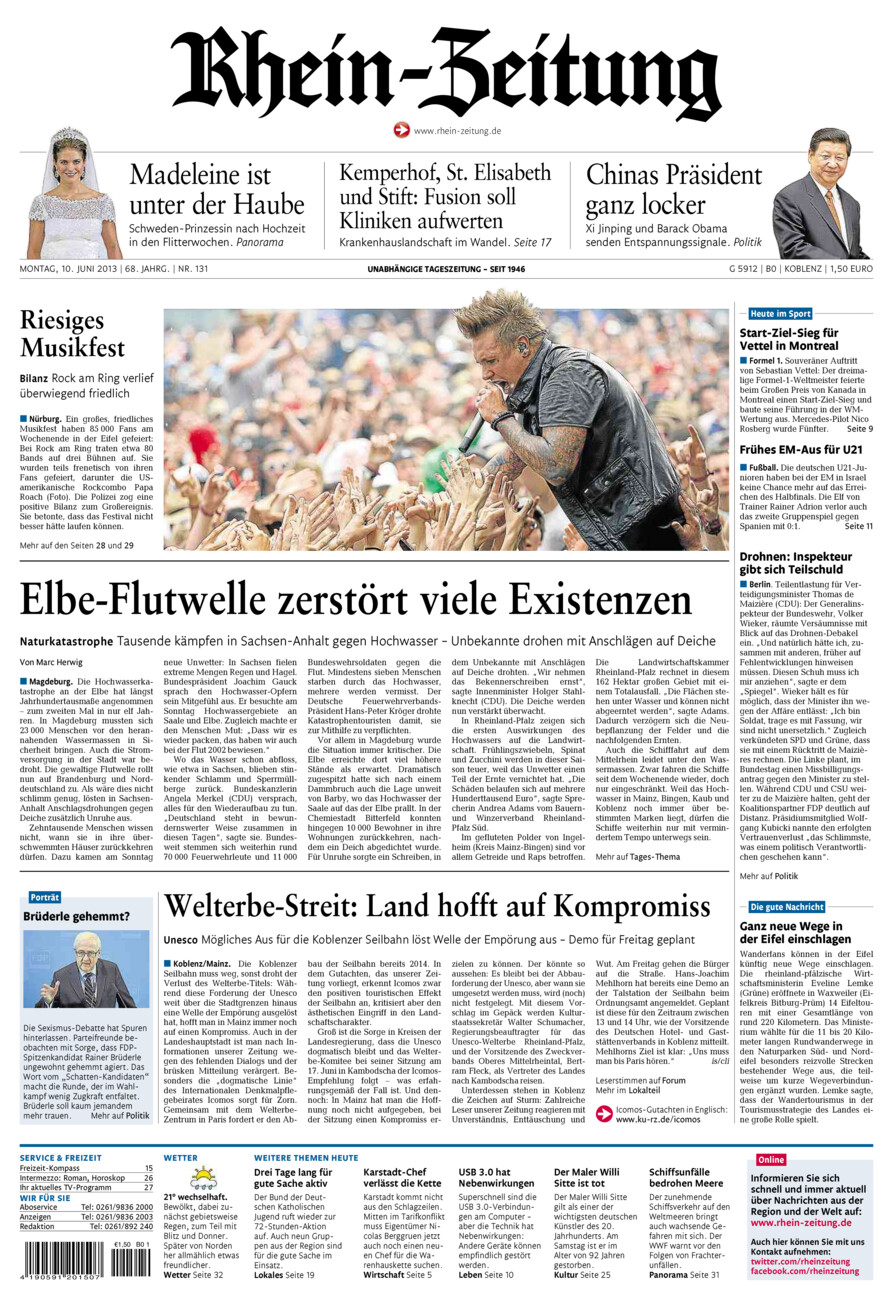 Rhein-Zeitung Koblenz & Region vom Montag, 10.06.2013