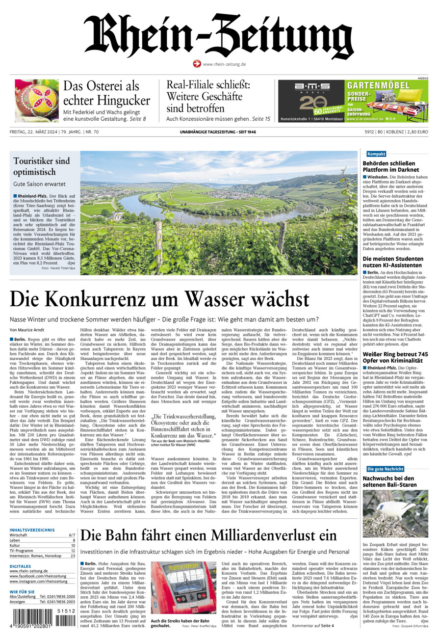 Rhein-Zeitung Koblenz & Region vom Freitag, 22.03.2024