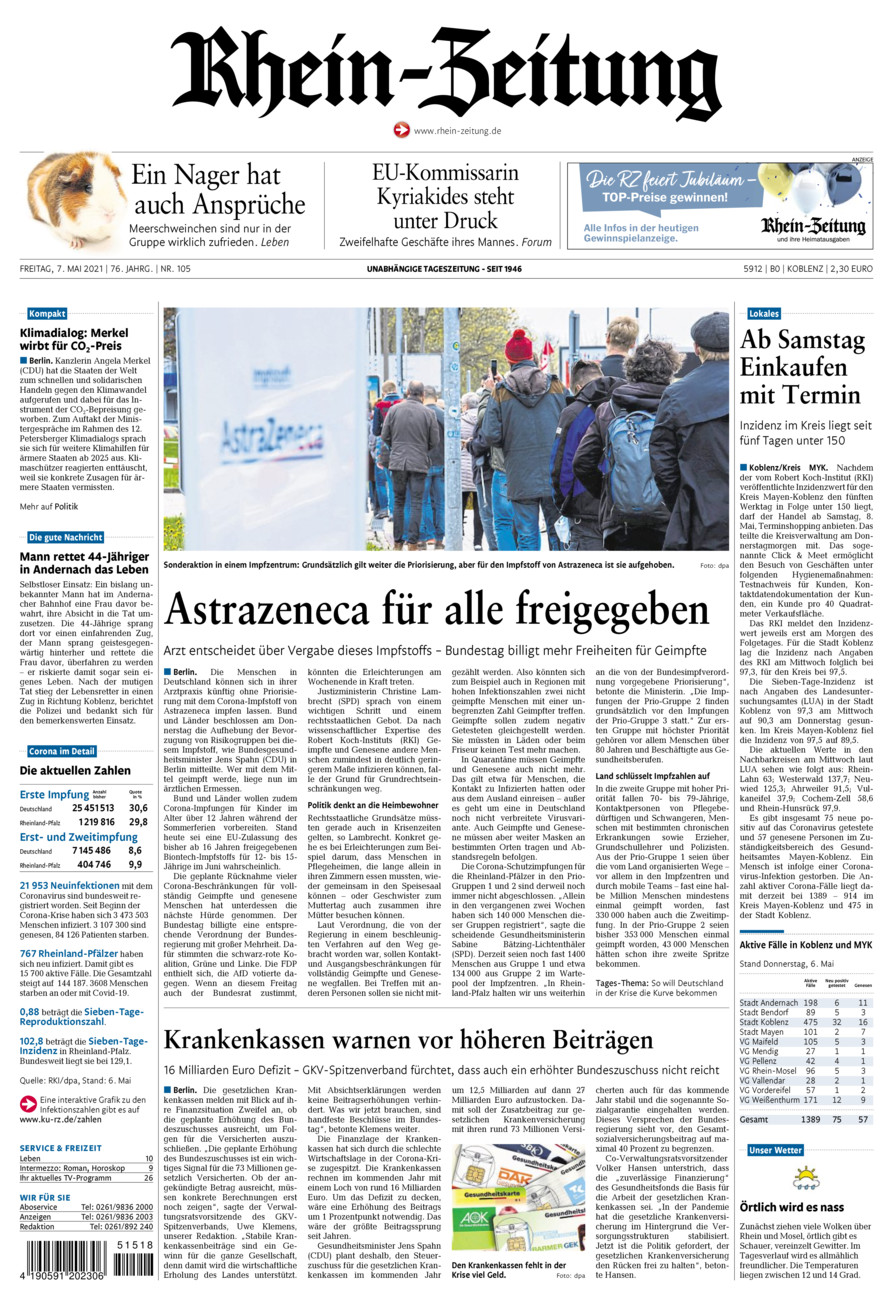 Rhein-Zeitung Koblenz & Region vom Freitag, 07.05.2021