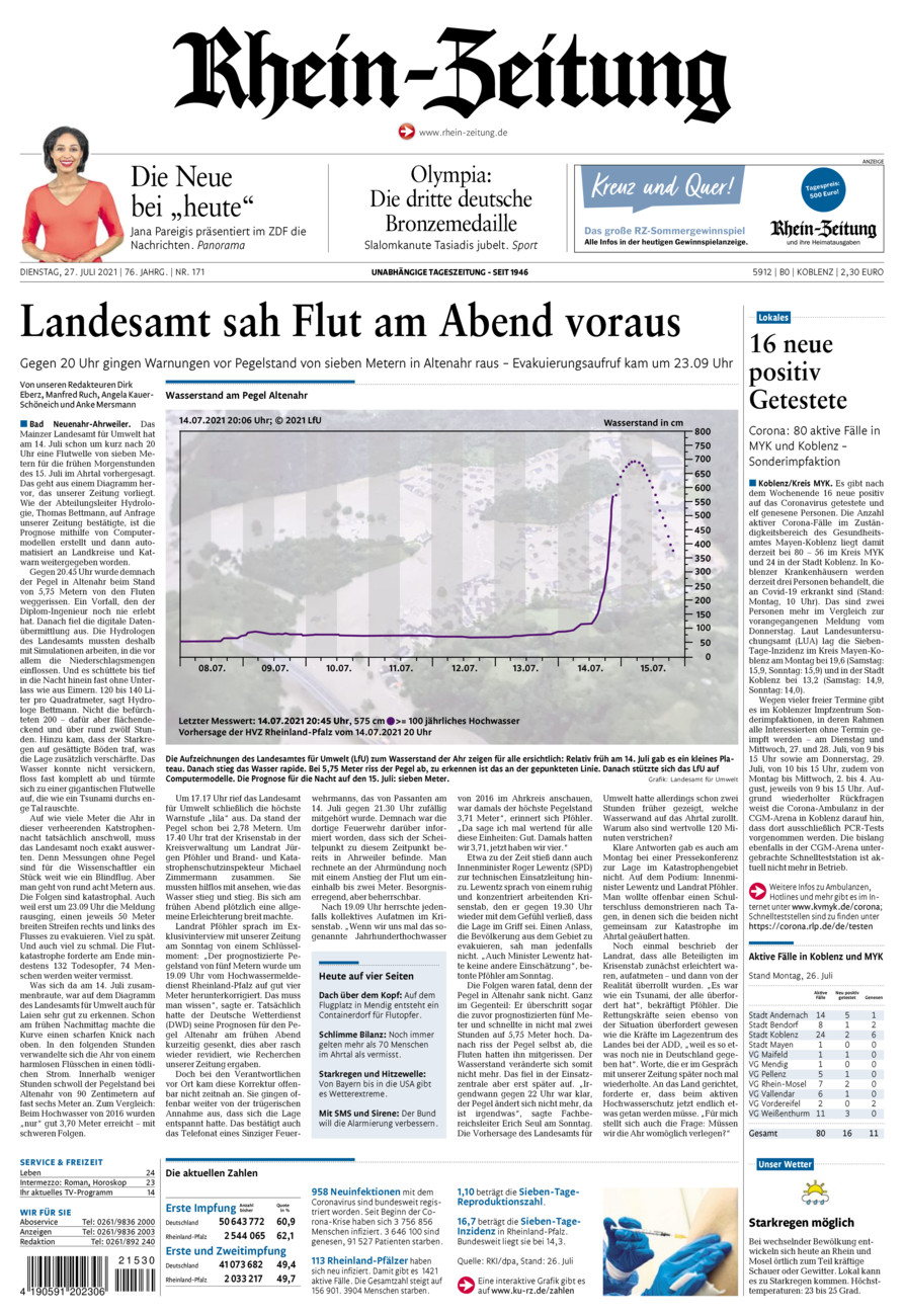 Rhein-Zeitung Koblenz & Region vom Dienstag, 27.07.2021