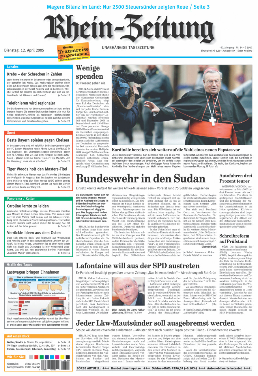 Rhein-Zeitung Koblenz & Region vom Dienstag, 12.04.2005