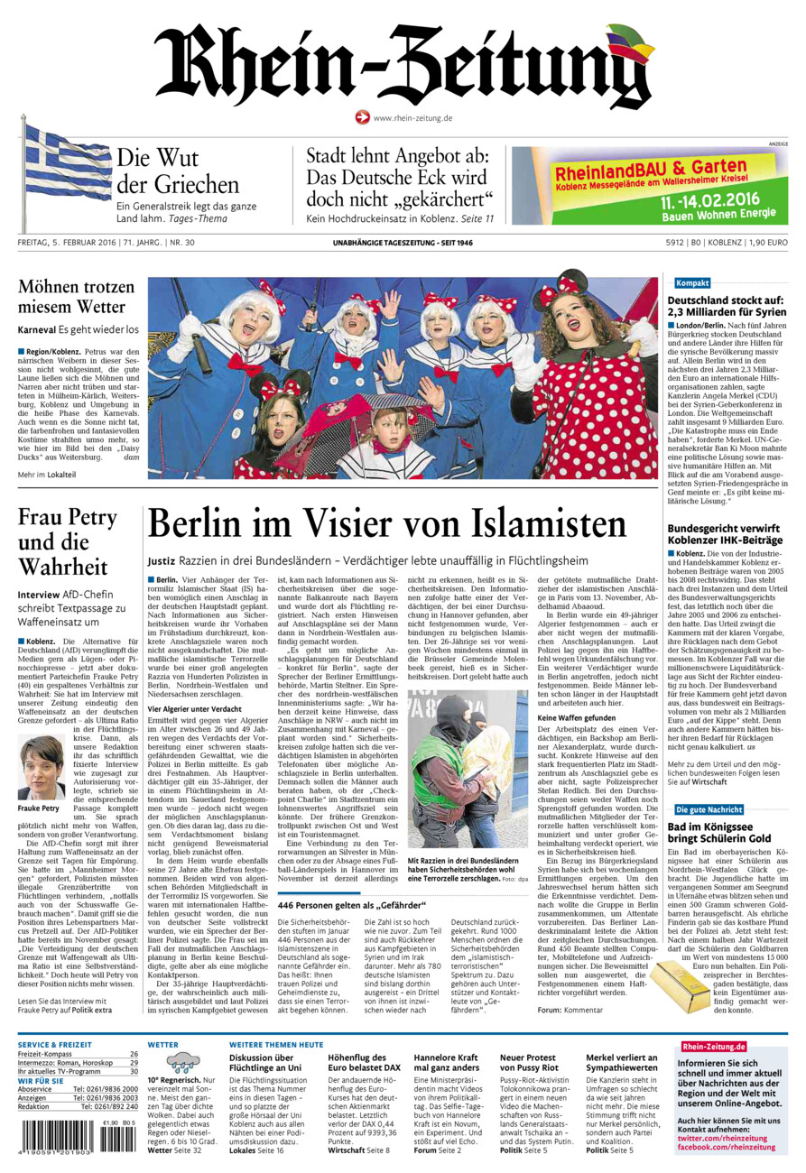 Rhein-Zeitung Koblenz & Region vom Freitag, 05.02.2016