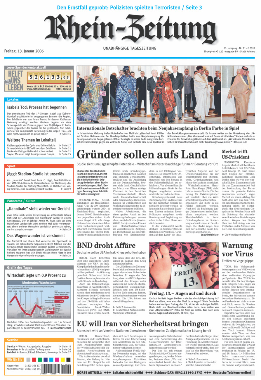 Rhein-Zeitung Koblenz & Region vom Freitag, 13.01.2006