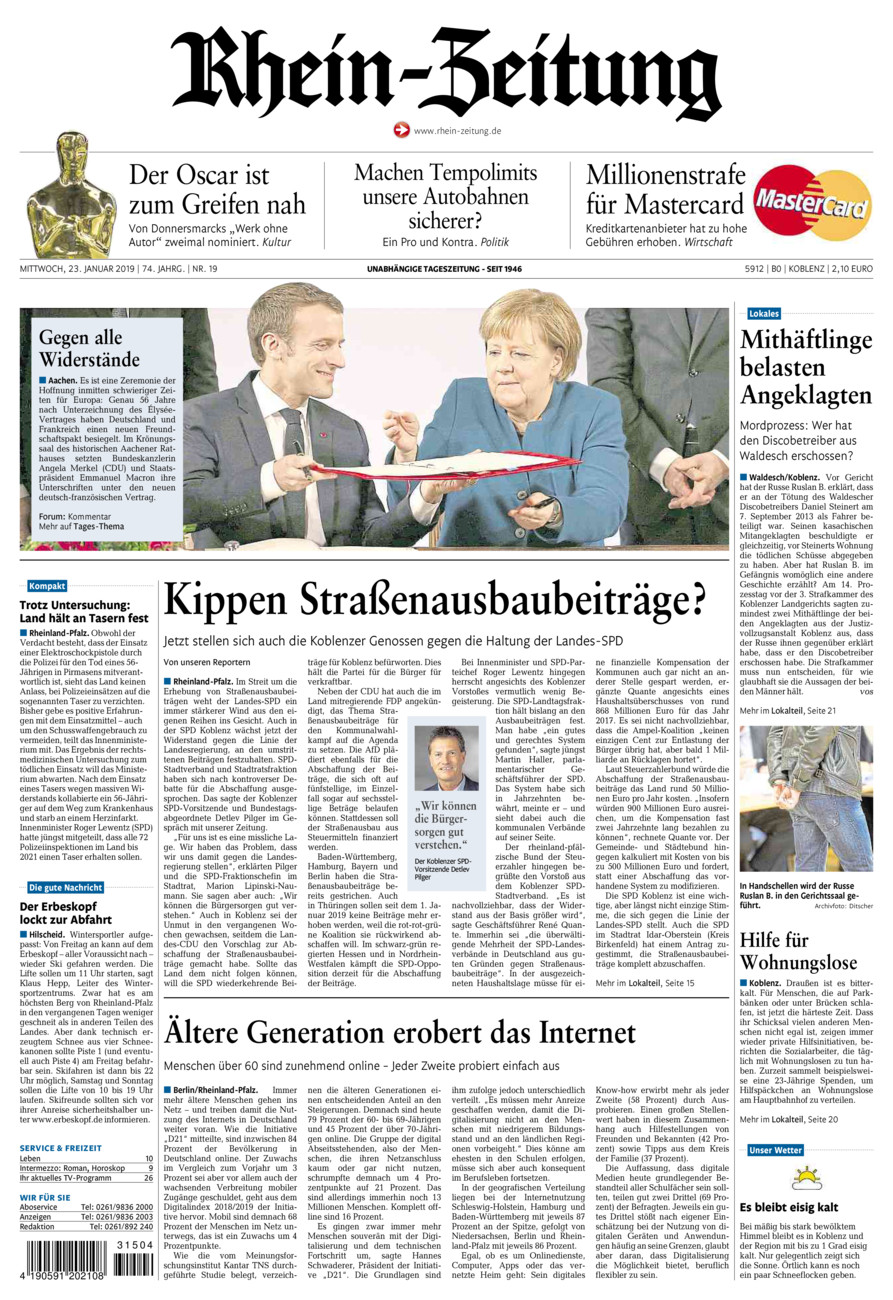 Rhein-Zeitung Koblenz & Region vom Mittwoch, 23.01.2019
