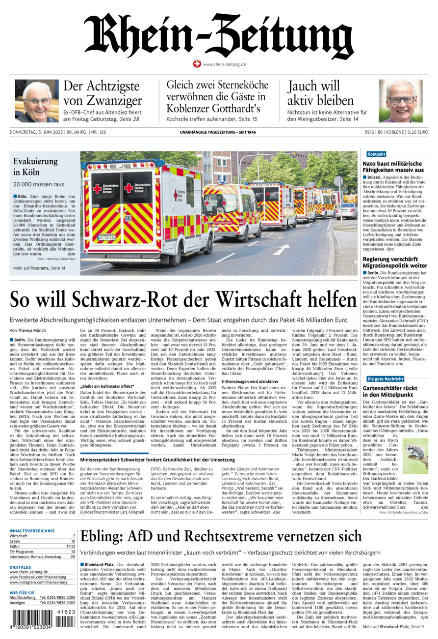Rhein-Zeitung Koblenz & Region vom Donnerstag, 05.06.2025