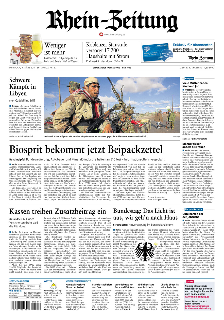 Rhein-Zeitung Koblenz & Region vom Mittwoch, 09.03.2011