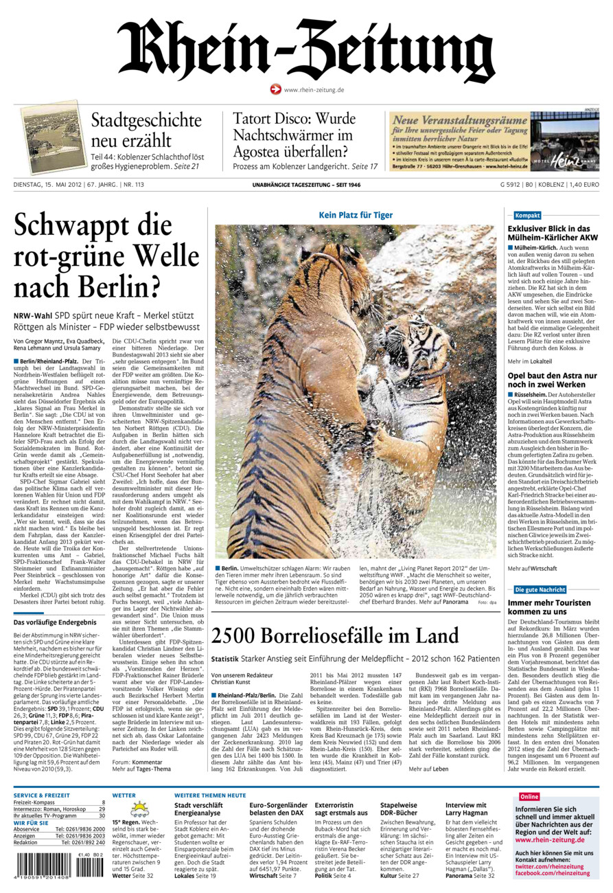 Rhein-Zeitung Koblenz & Region vom Dienstag, 15.05.2012