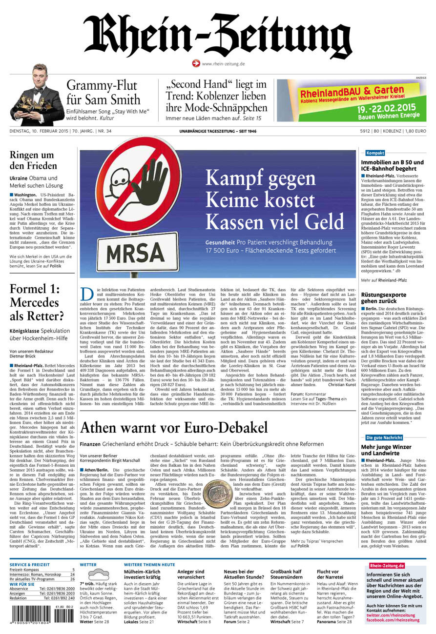 Rhein-Zeitung Koblenz & Region vom Dienstag, 10.02.2015