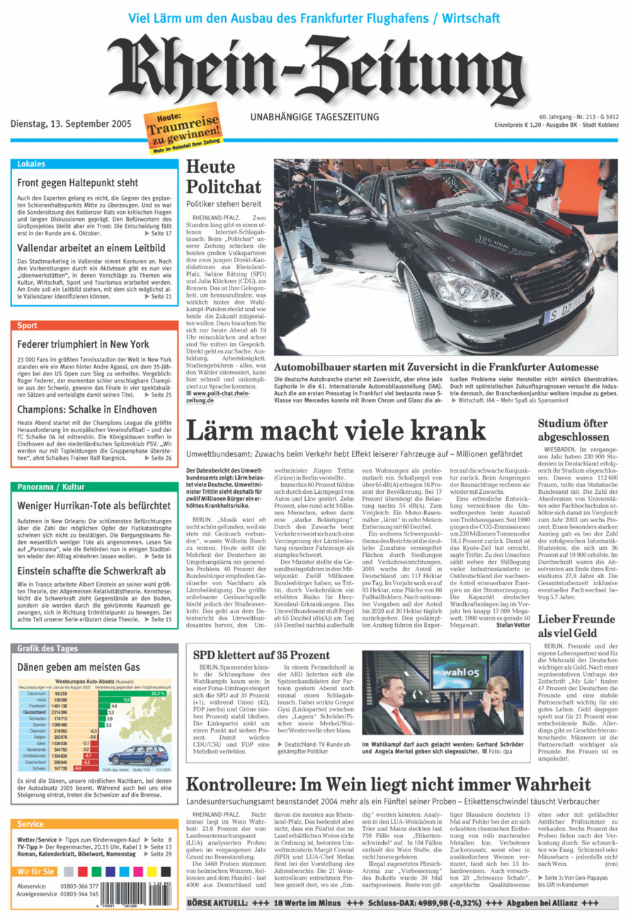 Rhein-Zeitung Koblenz & Region vom Dienstag, 13.09.2005