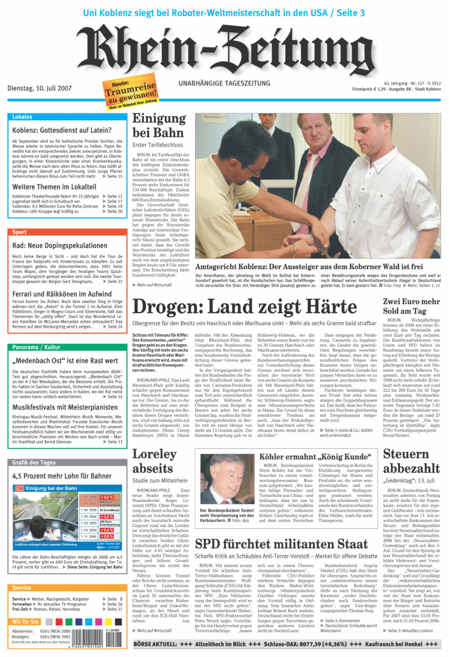 Rhein-Zeitung Koblenz & Region vom Dienstag, 10.07.2007