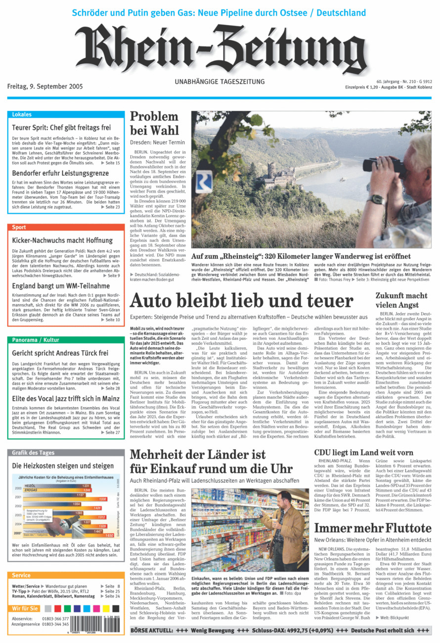 Rhein-Zeitung Koblenz & Region vom Freitag, 09.09.2005