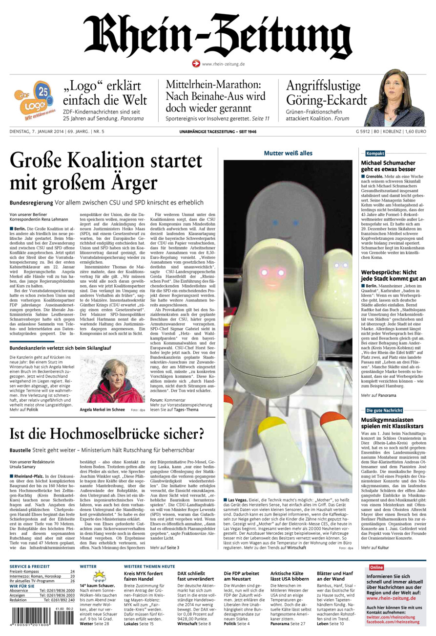 Rhein-Zeitung Koblenz & Region vom Dienstag, 07.01.2014