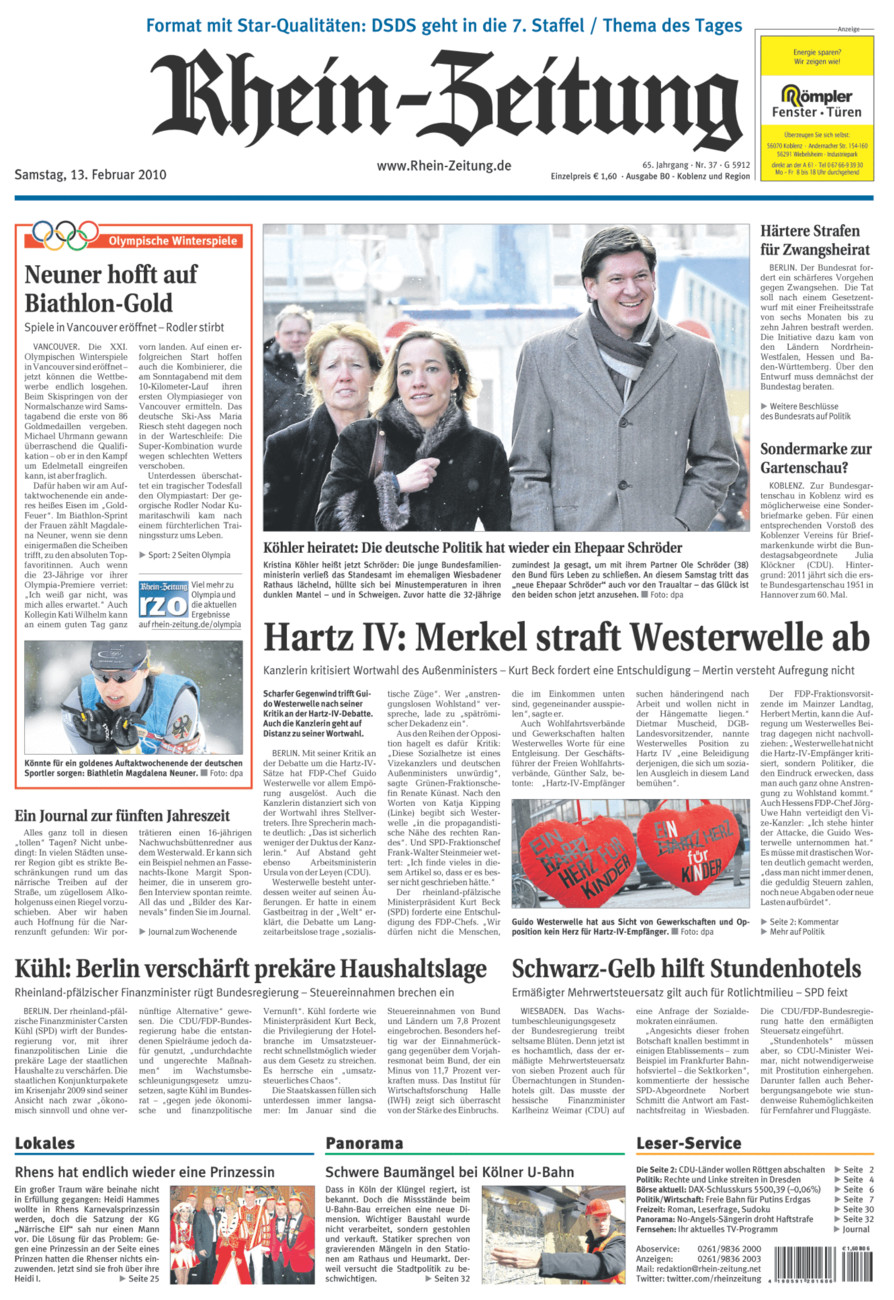 Rhein-Zeitung Koblenz & Region vom Samstag, 13.02.2010