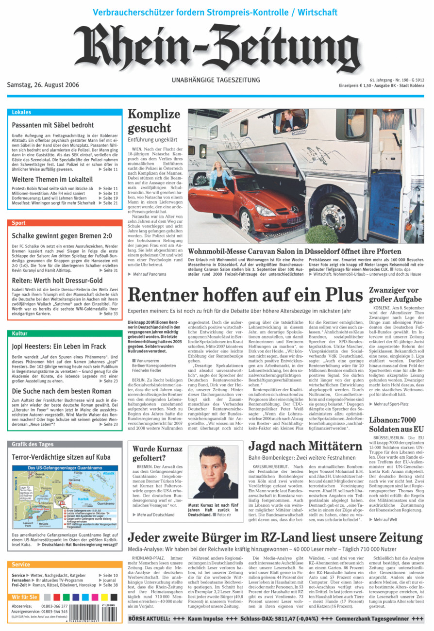 Rhein-Zeitung Koblenz & Region vom Samstag, 26.08.2006