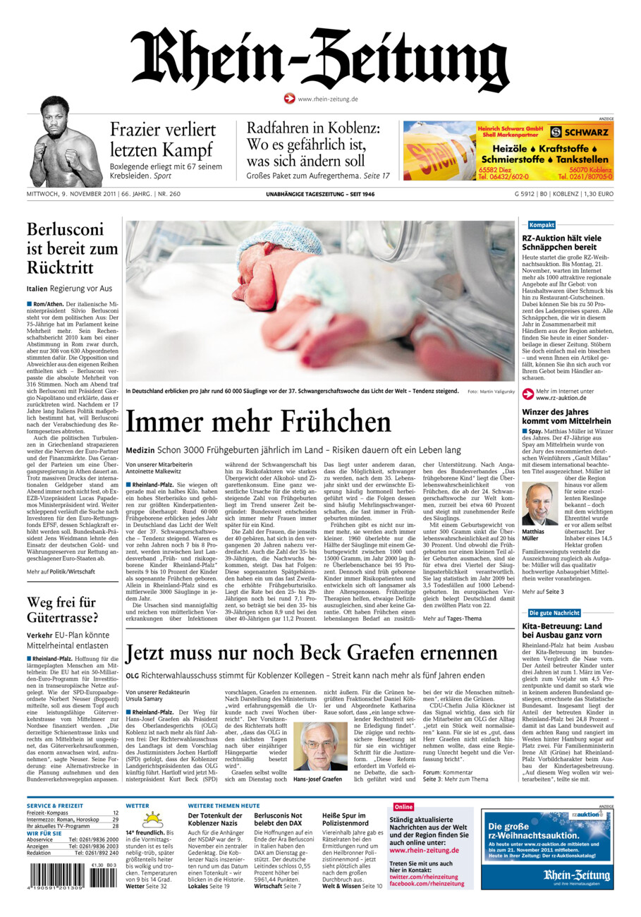 Rhein-Zeitung Koblenz & Region vom Mittwoch, 09.11.2011