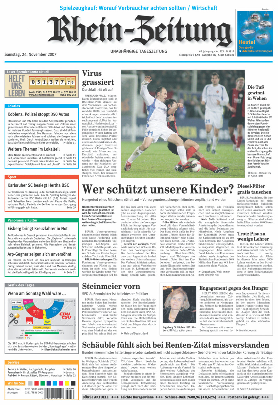 Rhein-Zeitung Koblenz & Region vom Samstag, 24.11.2007