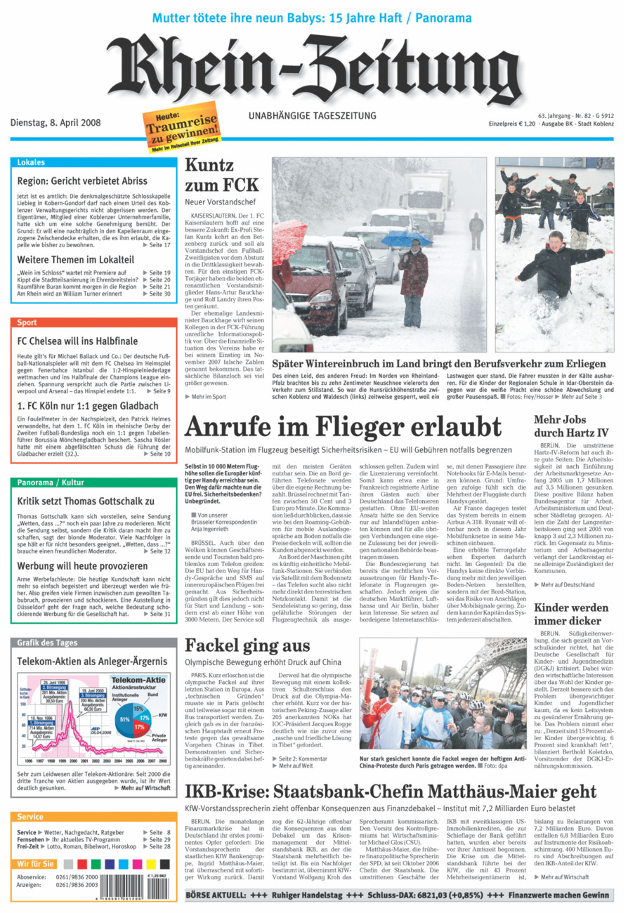 Rhein-Zeitung Koblenz & Region vom Dienstag, 08.04.2008
