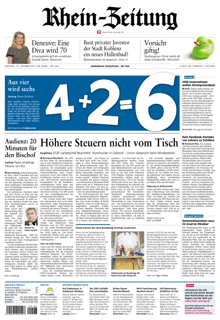 Rhein-Zeitung Koblenz & Region vom Dienstag, 22.10.2013