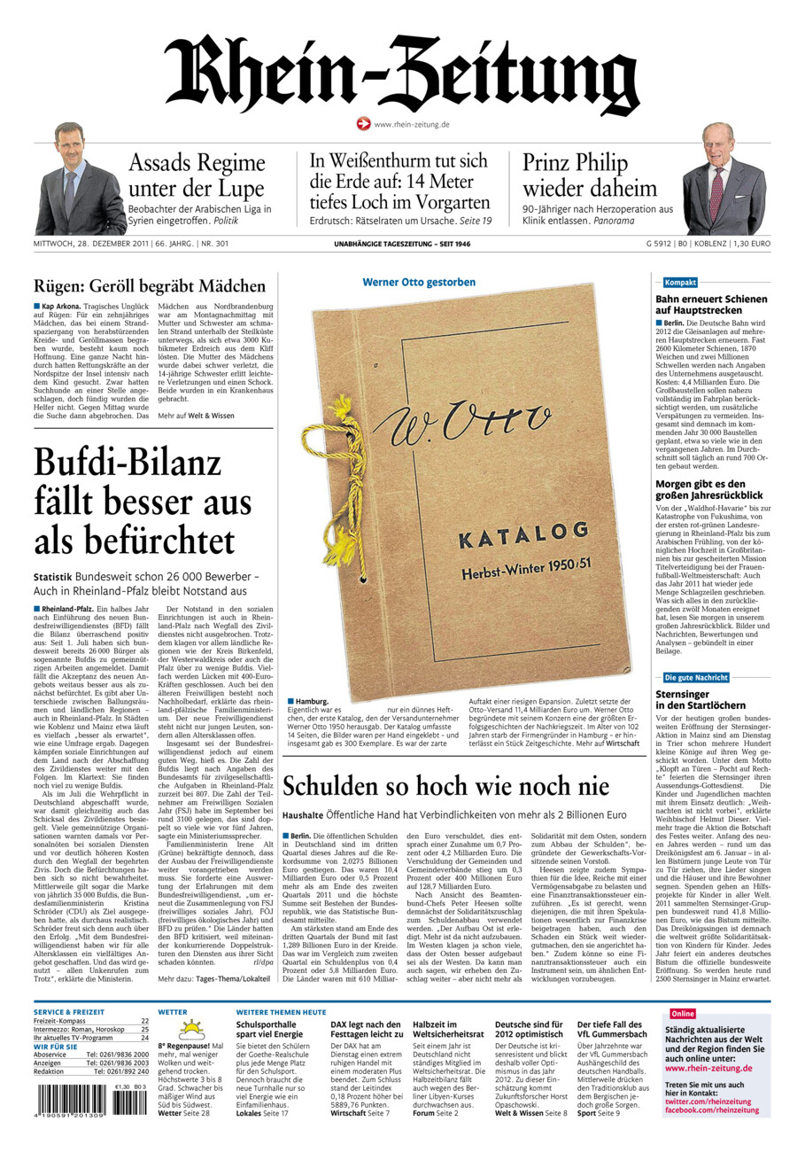 Rhein-Zeitung Koblenz & Region vom Mittwoch, 28.12.2011