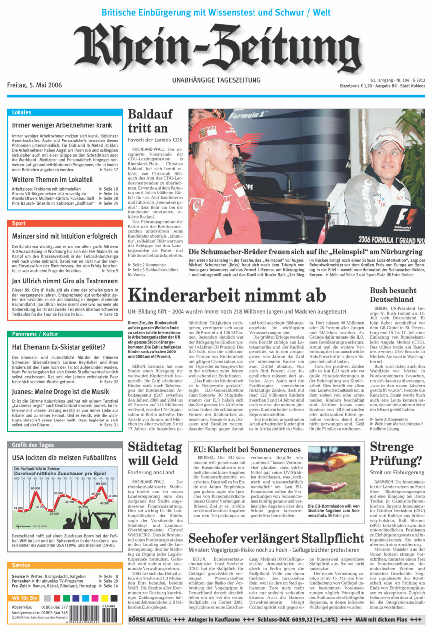 Rhein-Zeitung Koblenz & Region vom Freitag, 05.05.2006