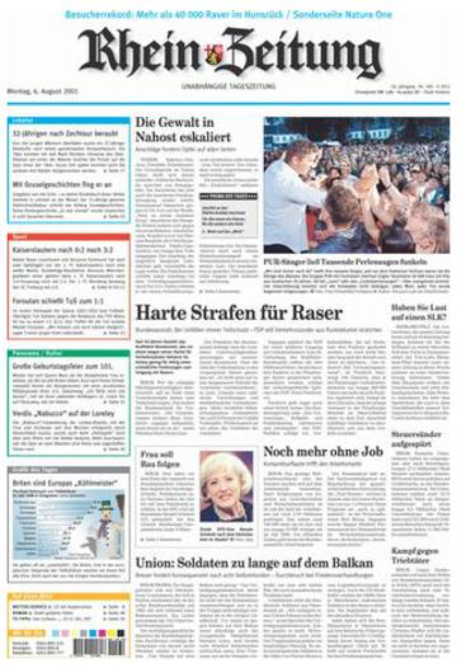 Rhein-Zeitung Koblenz & Region vom Montag, 06.08.2001
