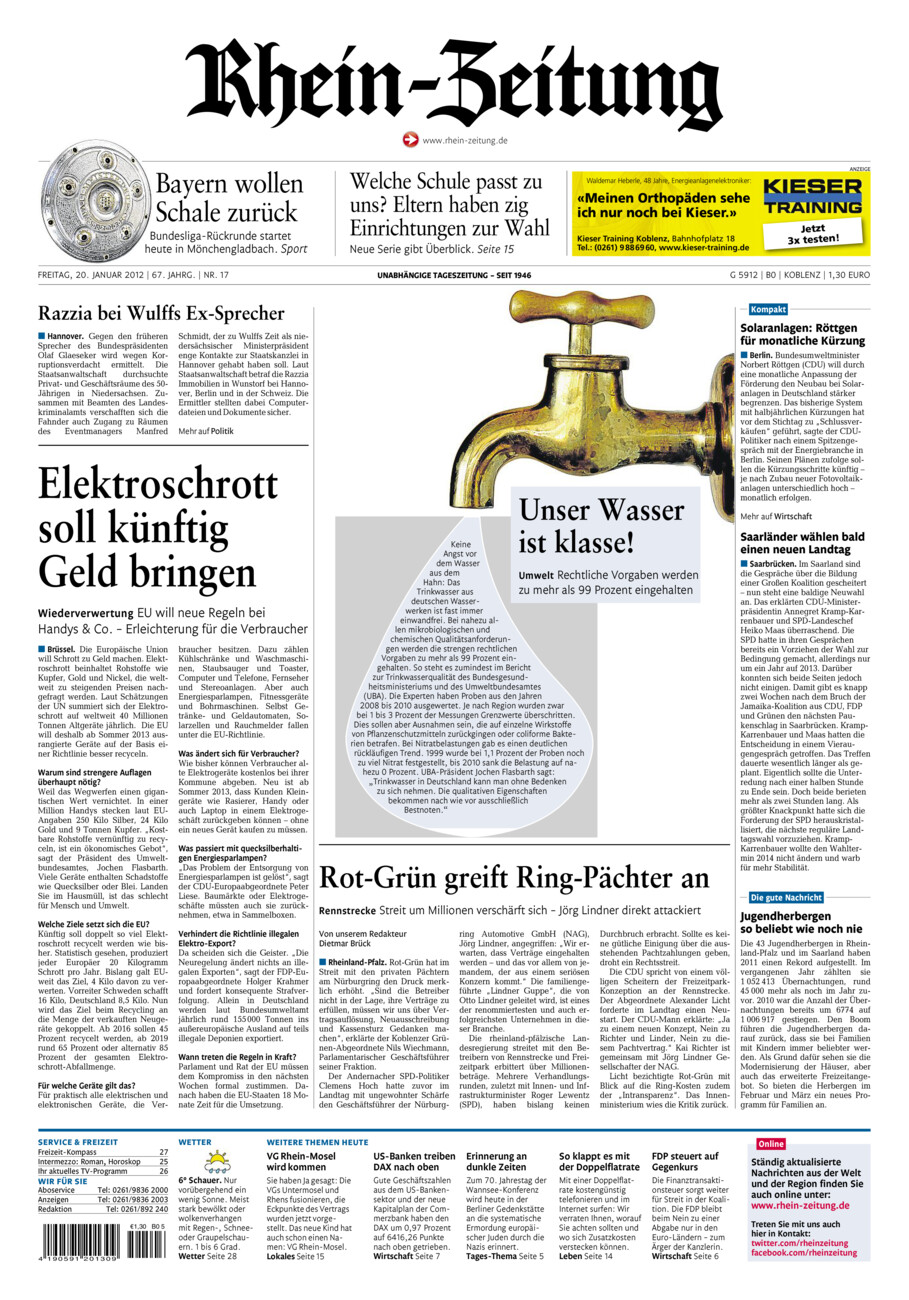 Rhein-Zeitung Koblenz & Region vom Freitag, 20.01.2012