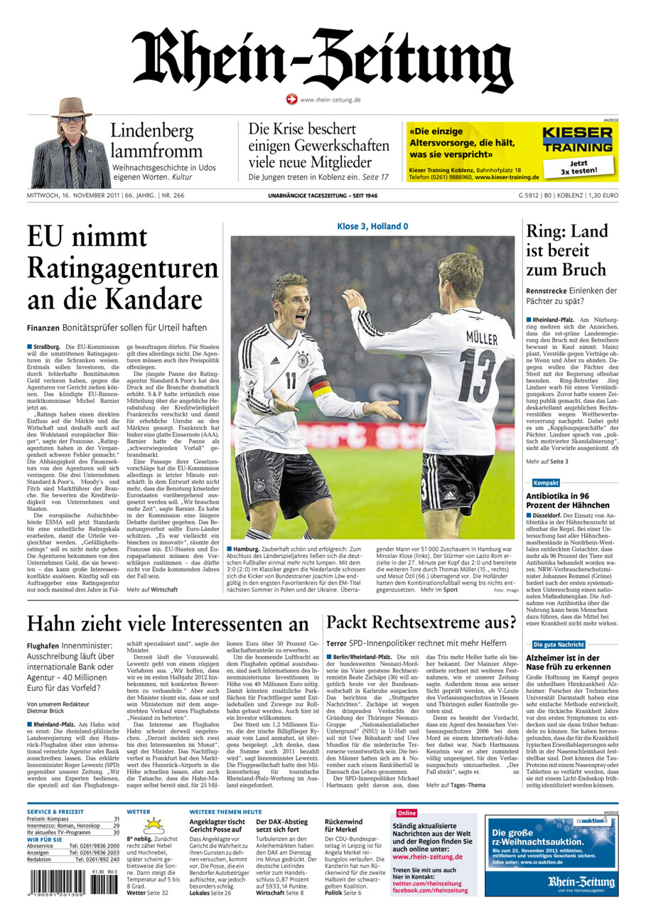 Rhein-Zeitung Koblenz & Region vom Mittwoch, 16.11.2011