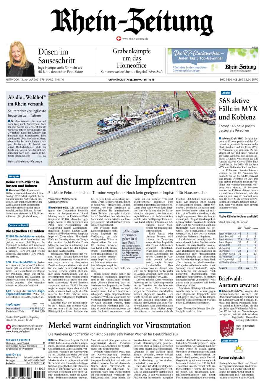 Rhein-Zeitung Koblenz & Region vom Mittwoch, 13.01.2021