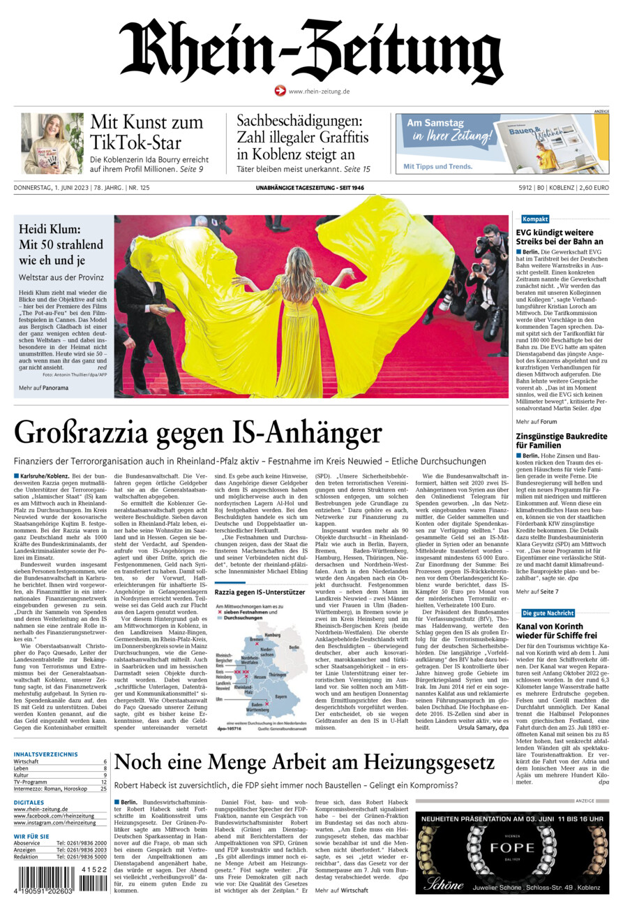 Rhein-Zeitung Koblenz & Region vom Donnerstag, 01.06.2023