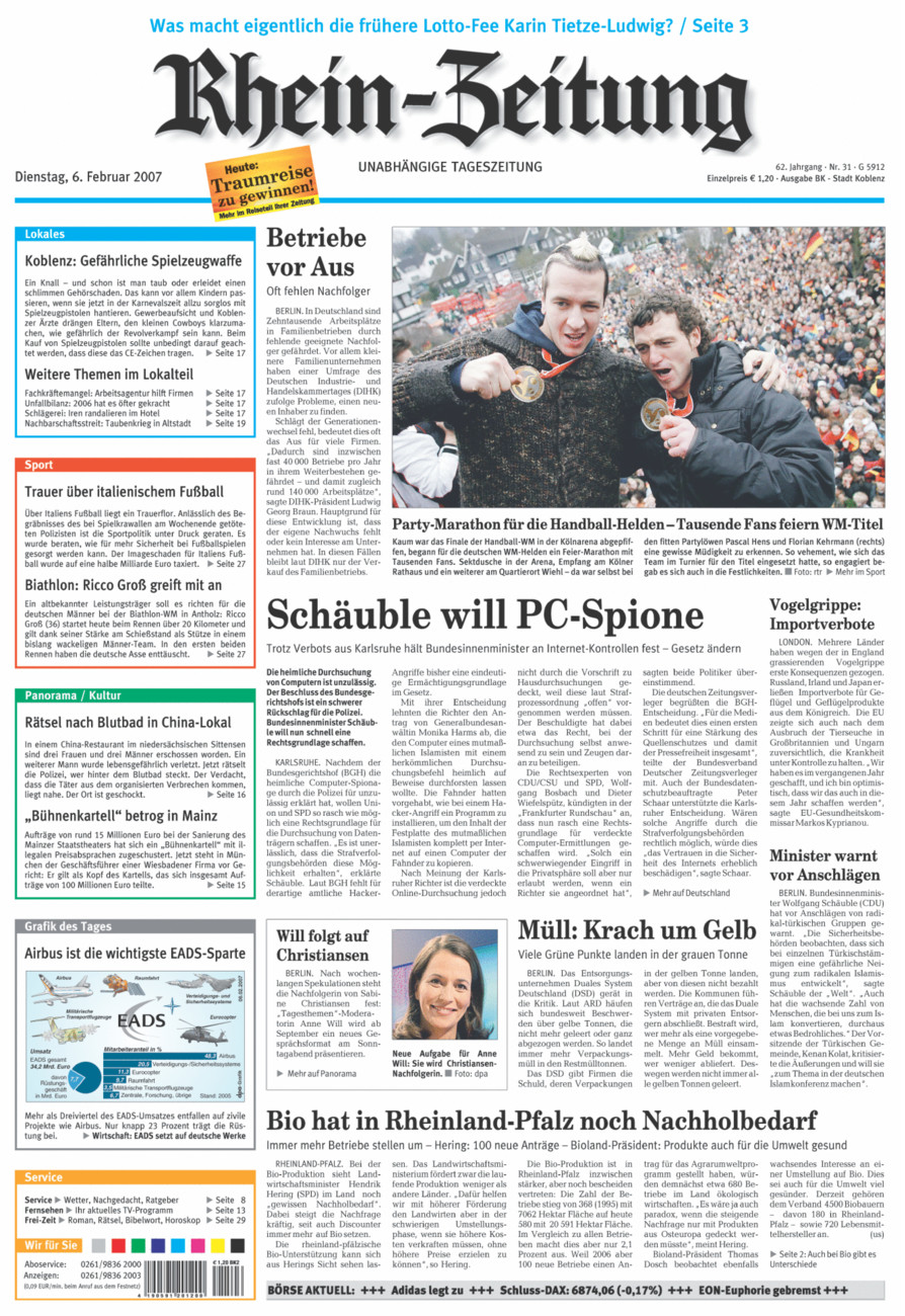 Rhein-Zeitung Koblenz & Region vom Dienstag, 06.02.2007
