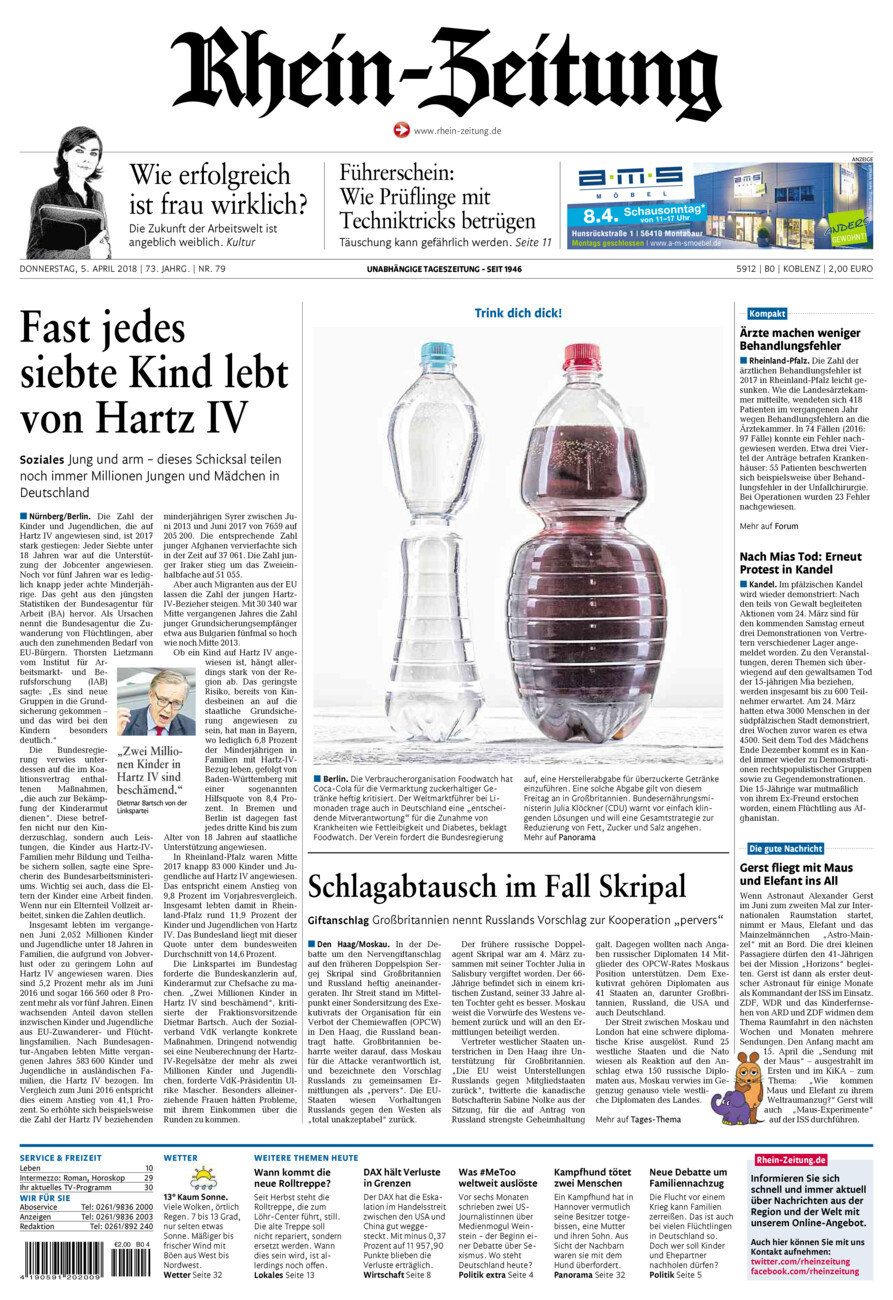 Rhein-Zeitung Koblenz & Region vom Donnerstag, 05.04.2018