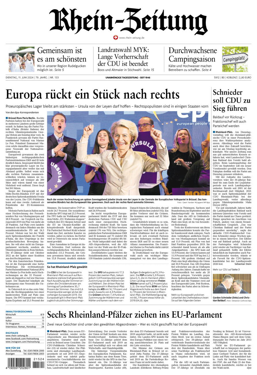 Rhein-Zeitung Koblenz & Region vom Dienstag, 11.06.2024
