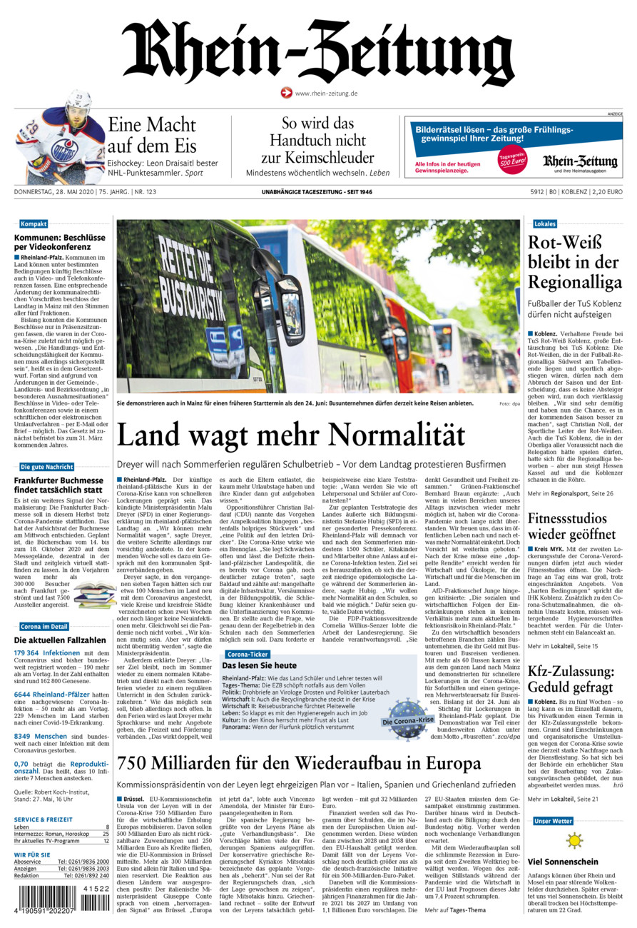 Rhein-Zeitung Koblenz & Region vom Donnerstag, 28.05.2020