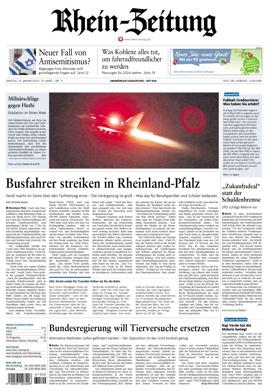 Rhein-Zeitung Koblenz & Region vom Samstag, 13.01.2024