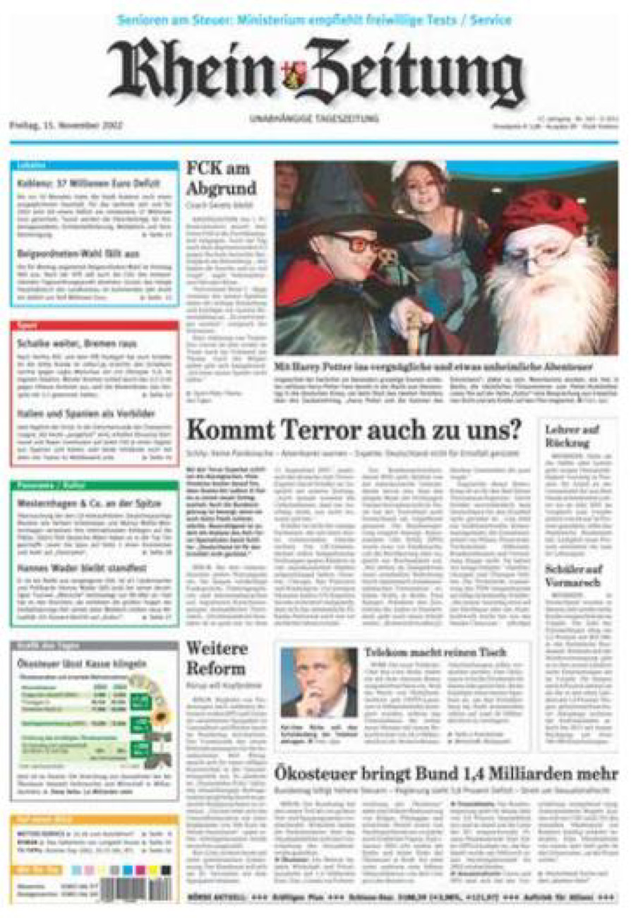 Rhein-Zeitung Koblenz & Region vom Freitag, 15.11.2002
