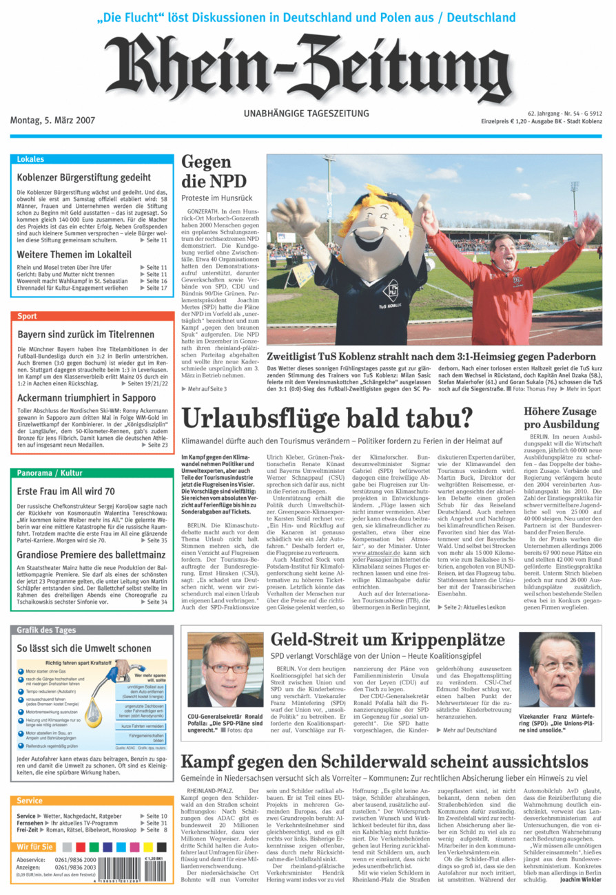 Rhein-Zeitung Koblenz & Region vom Montag, 05.03.2007