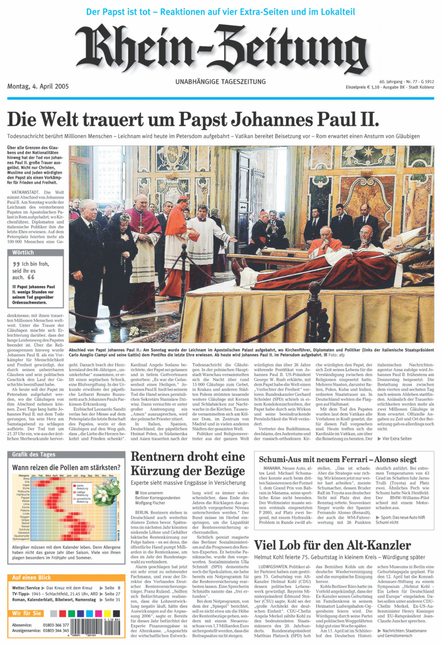 Rhein-Zeitung Koblenz & Region vom Montag, 04.04.2005